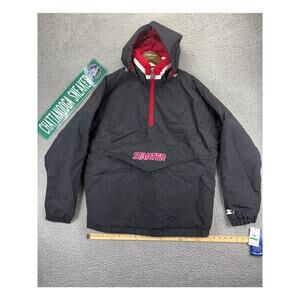 Starter Anorak Pullover Hooded Jacket Mens Large Black Coat $225 Vintage Retro